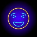 Vector neon flat design icon of face emoji character smile symbol