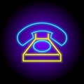 Vector neon flat design icon of retro communication phone symbol