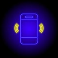 Vector neon flat design icon of vibrant mobile phone icon symbol