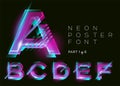 Vector Neon Font. Glowing Colorful Alphabet on Dark Background.