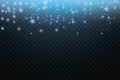 Vector neon glitter particles background effect for luxury greeting rich card. Sparkling blue texture. Royalty Free Stock Photo