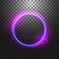 Vector neon gloving ring isolated on transparent background. Blue round light effect. Royalty Free Stock Photo