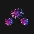 Vector Neon Gradient Firework Explosion Illustration on Dark Background, Ultraviolet Light, Shining Icon. Royalty Free Stock Photo
