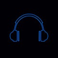 Vector Neon Headphones Icon, Glowing Illustration Isolated. Royalty Free Stock Photo