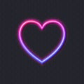 Vector Neon Heart Illustration, Shining Light, Abstract Brick Wall Background Royalty Free Stock Photo