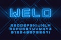 Vector neon industrial style display typeface, font, alphabet Royalty Free Stock Photo