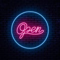 Vector neon inscription open