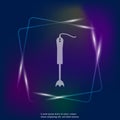 Vector neon light icon of a hand blender. Home Appliances. Laye