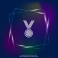 Vector neon light icon medal. Medal of Honor, congratulations. L Royalty Free Stock Photo