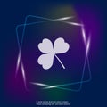 Vector neon light icon three-leafed clover. Layers grouped for