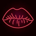 Vector neon lips.