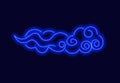 Vector Neon Oriental Cloud, Blue Glowing Lines on Dark Background.