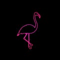 Vector Neon Pink Flamingo, Exotic Animal Icon Shining. Royalty Free Stock Photo