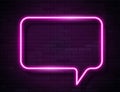 Vector Neon Pink Glowing Speech Bubble Sign