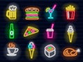 Vector neon signs food set Royalty Free Stock Photo