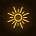 Vector Neon Sun, Bright Yellow Icon. Royalty Free Stock Photo