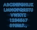 Vector neon tube light letters font