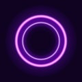 Vector Neon Ultraviolet Circle Blank Frame Shining on Dark Background, Isolated Design Element, Pink Power. Royalty Free Stock Photo