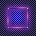 Vector Neon Ultraviolet Frame, Glowing Border Isolated on Dark Background.