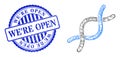 Scratched We'Re Open Stamp Seal and Hatched DNA Helix Web Mesh