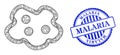 Distress Malaria Stamp and Hatched Amoeba Mesh Royalty Free Stock Photo