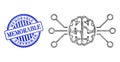 Scratched Memorable Badge and Network Brain Circuit Web Mesh