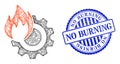 Rubber No Burning Badge and Hatched Hot Gear Mesh Royalty Free Stock Photo
