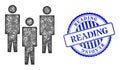Grunge Reading Stamp Seal and Net People Web Mesh