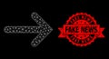 Triangulated Network Mesh Right Arrow Picture with Rubber Fake News Seal