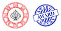 Scratched Award Seal and Net Spades Casino Chip Web Mesh