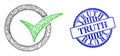 Scratched Truth Stamp Seal and Net Yes Vote Mesh Royalty Free Stock Photo