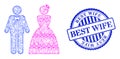 Distress Best Wife Badge and Network Wedding Pair Web Mesh