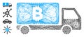 Hatched Bitcoin Delivery Car Vector Mesh