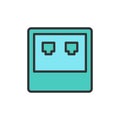 Vector network input flat color line icon.