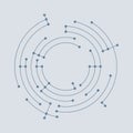 Vector network line structure in circles with dots Royalty Free Stock Photo