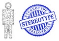 Distress Stereotype Stamp Seal and Network Man Person Web Mesh
