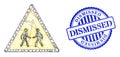 Rubber Dismissed Stamp Seal and Hatched Men Meeting Danger Mesh Royalty Free Stock Photo