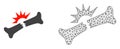Vector Network Mesh Bone Fracture and Flat Icon Royalty Free Stock Photo