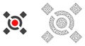 Vector Network Mesh Central Link and Flat Icon