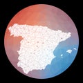 Vector network Spain map. Royalty Free Stock Photo