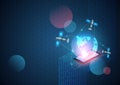Vector network technology background. New generation mobile network and the internet. Digital data as digits binary code connected Royalty Free Stock Photo