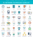 Vector Network technology color flat icon set. Elegant style design.