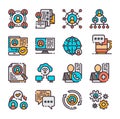 16 vector networking icons set. Vector illustration. Royalty Free Stock Photo