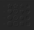 Vector Neumorphic Basic Design Elements Rounded Star Heart Circle Square In Different Variations On Dark Gray Background