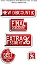 Vector new discount, final discount, extra and best