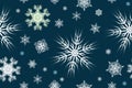 Vector new seamless Christmas background with multicolored snowflakes of different sizes and shapes, New Year festive pattern for