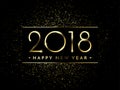 Vector 2018 New Year Black background with gold glitter confetti splatter texture. Royalty Free Stock Photo