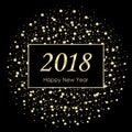 Vector 2018 New Year Black background with gold glitter confetti splatter texture. Festive premium design template for Royalty Free Stock Photo