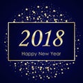 Vector 2018 New Year Black background with gold glitter confetti splatter texture. Royalty Free Stock Photo
