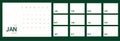 Vector 2020 new year calendar planner template in minimal table simple style green and gold color, ecology Holiday event planner,